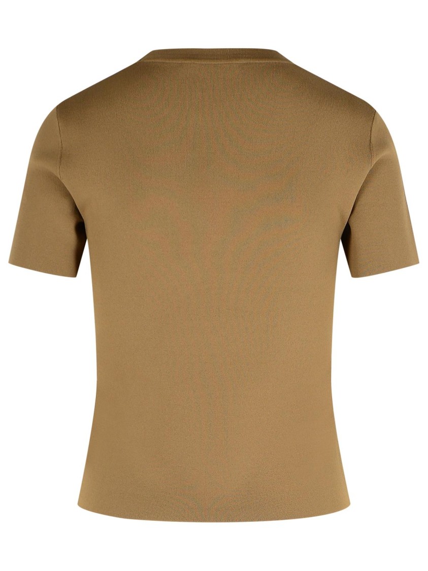 Max Mara Adelio Embossed-logo Short-sleeve T-shirt In Brown
