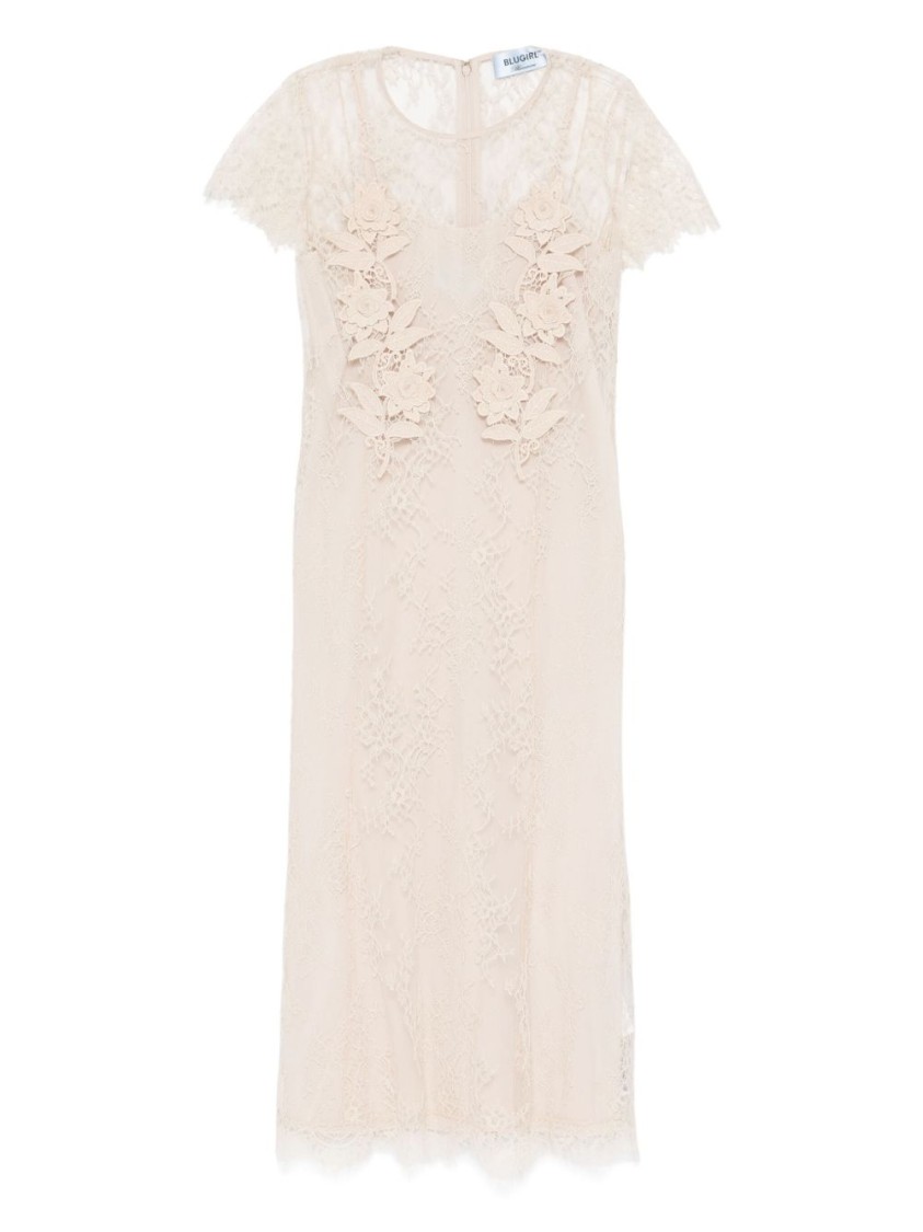 Blugirl Lace Midi Dress With Floral Appliqués