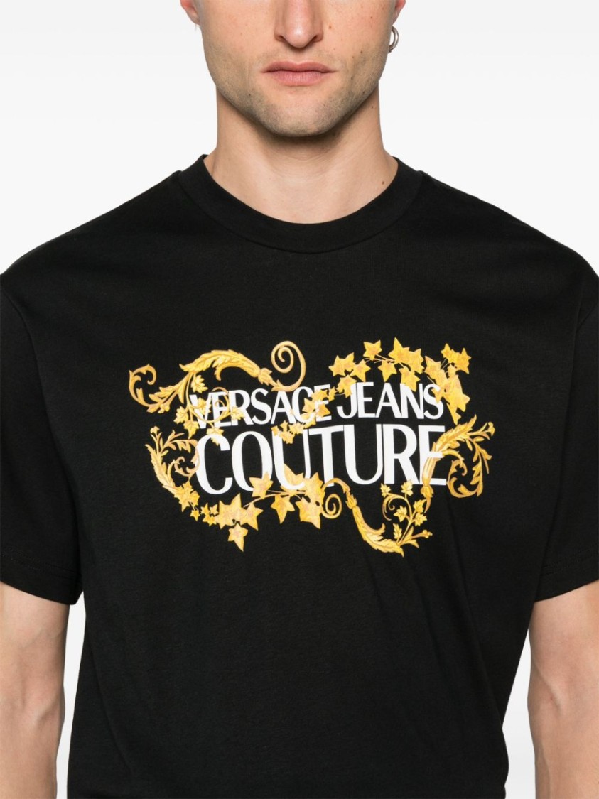 Shop Versace Jeans Couture Short Sleeve T-shirt With Print In Black
