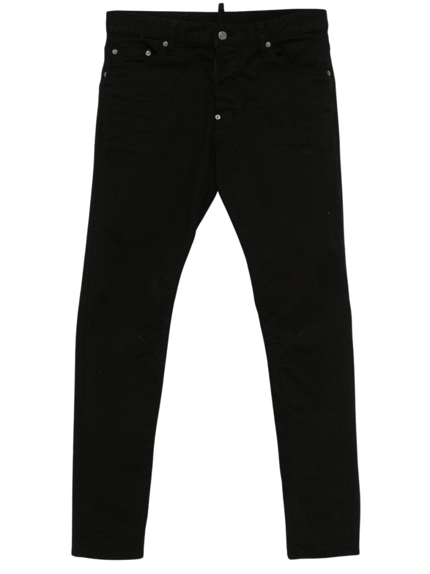 Dsquared2 Stretch Cotton Trouser With White Bull Tag In Black