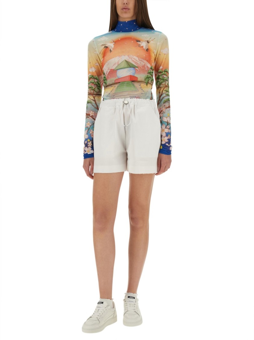 Casablanca Graphic Print High Neck Stretch Top
