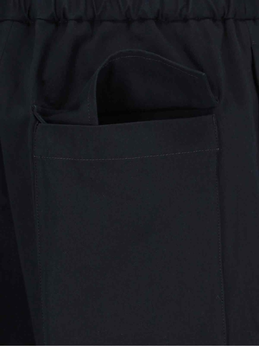 Jil Sander Cropped Tapered Blue Cotton Pants With Elastic Waistband In Blue