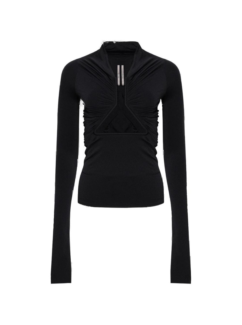 Rick Owens Black Hollywood Jersey Ls Prong T-shirt In Black