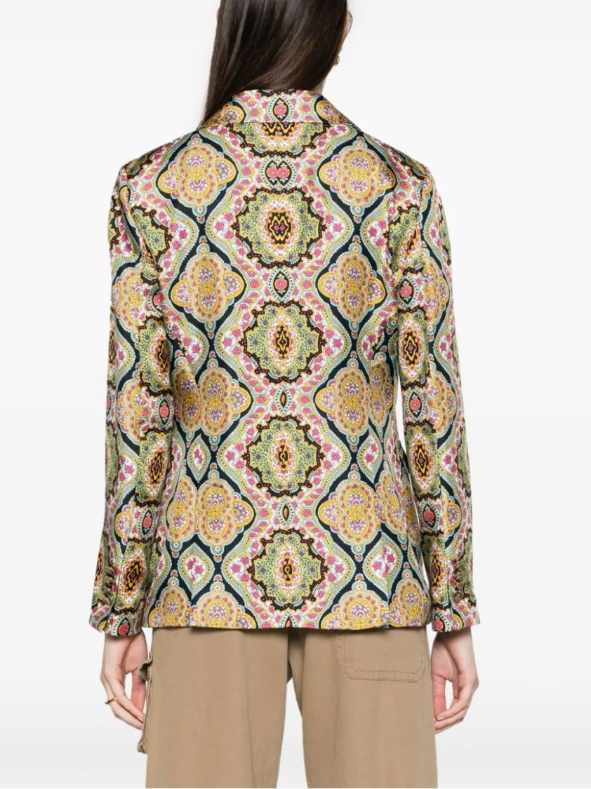 Etro Medallion-print Silk Single-breasted Blazer Jacket In Multi