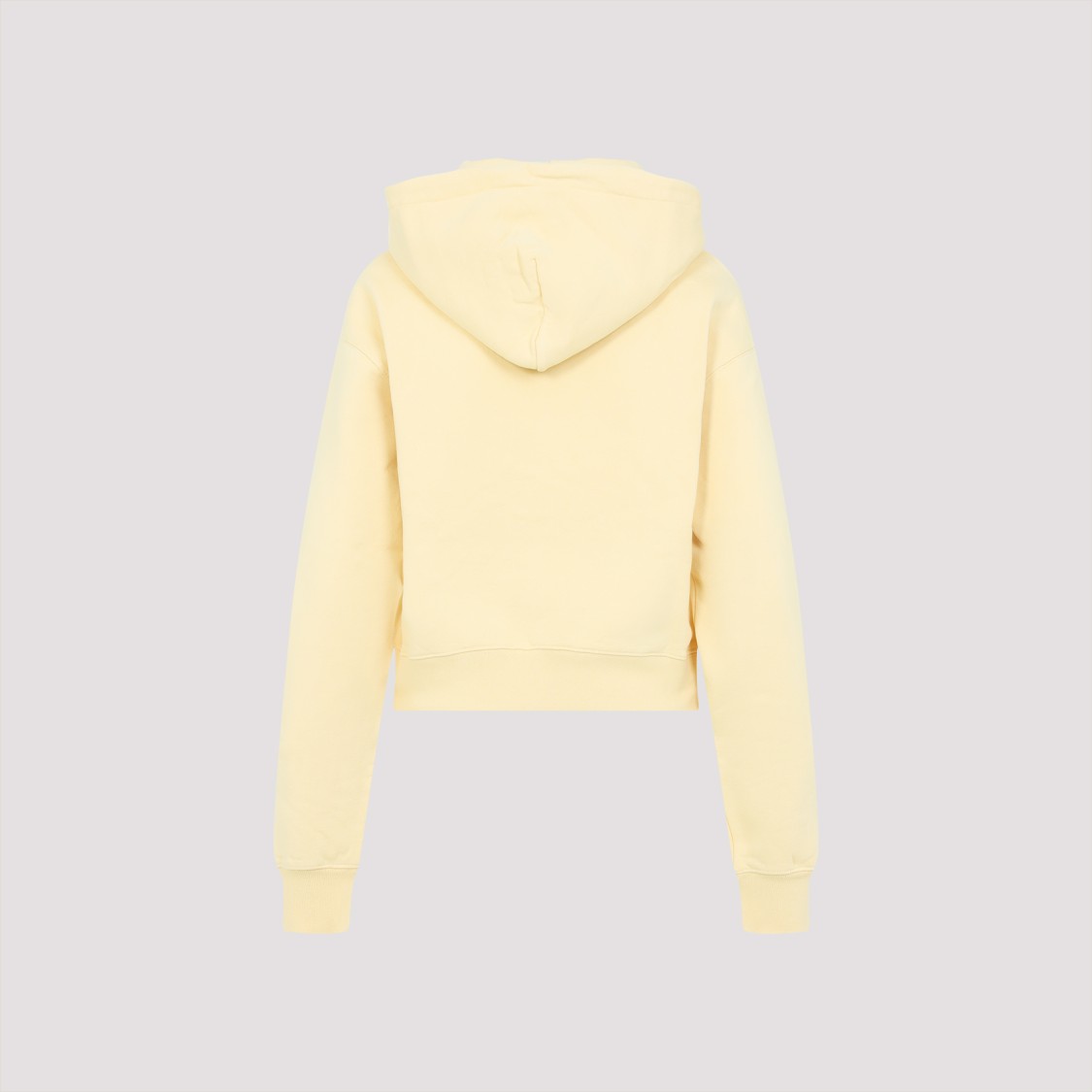 Jacquemus Cotton Hoodie With Drawstring Hood And Ribbed Details In Yellow