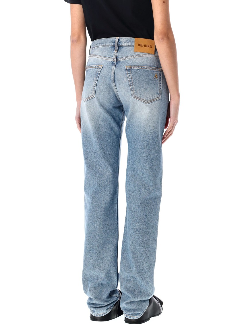 Attico Pantaloni Boyfriend Spalmati In Blue