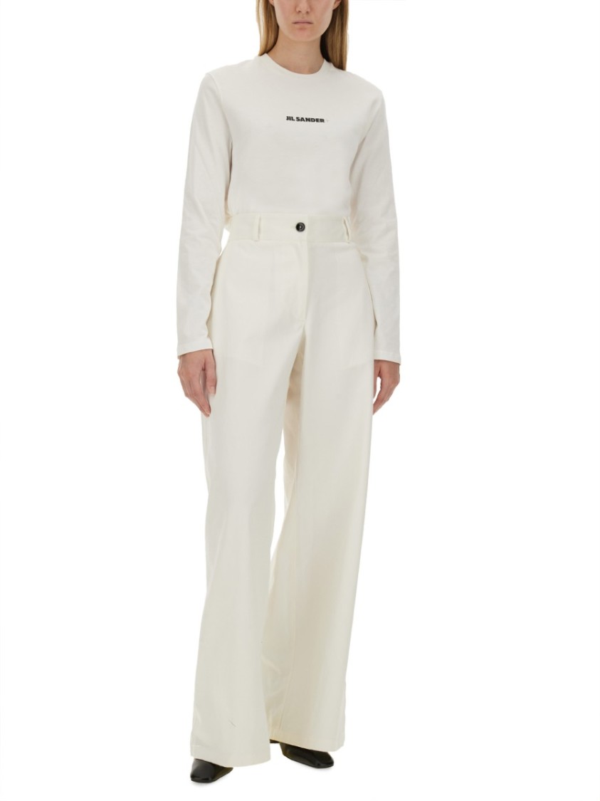 Shop Jil Sander Long-sleeved T-shirt With Logo In White