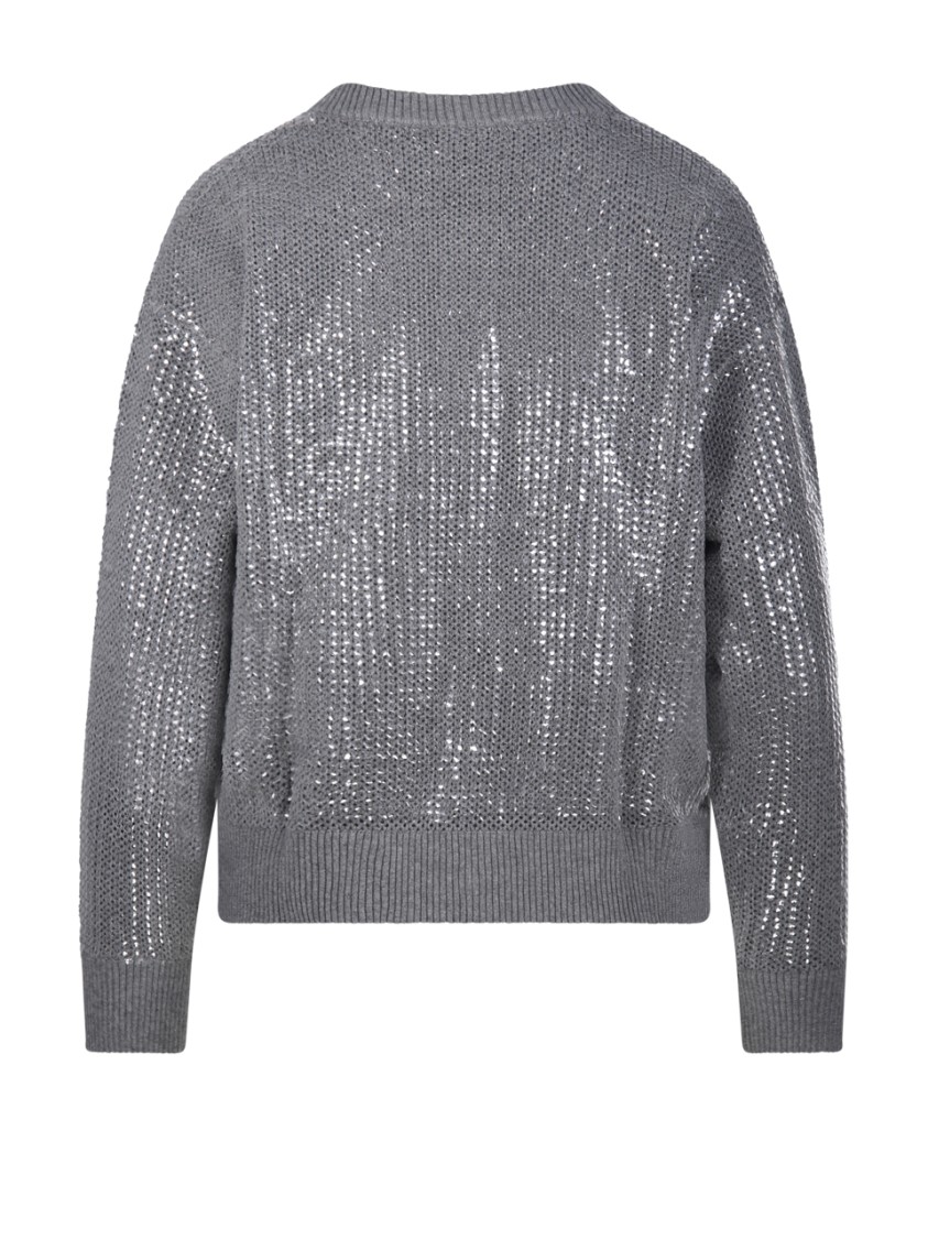 Shop P.a.r.o.s.h Parosh Shimmering Sequin-embellished Cardigan With Relaxed Fit In Grey