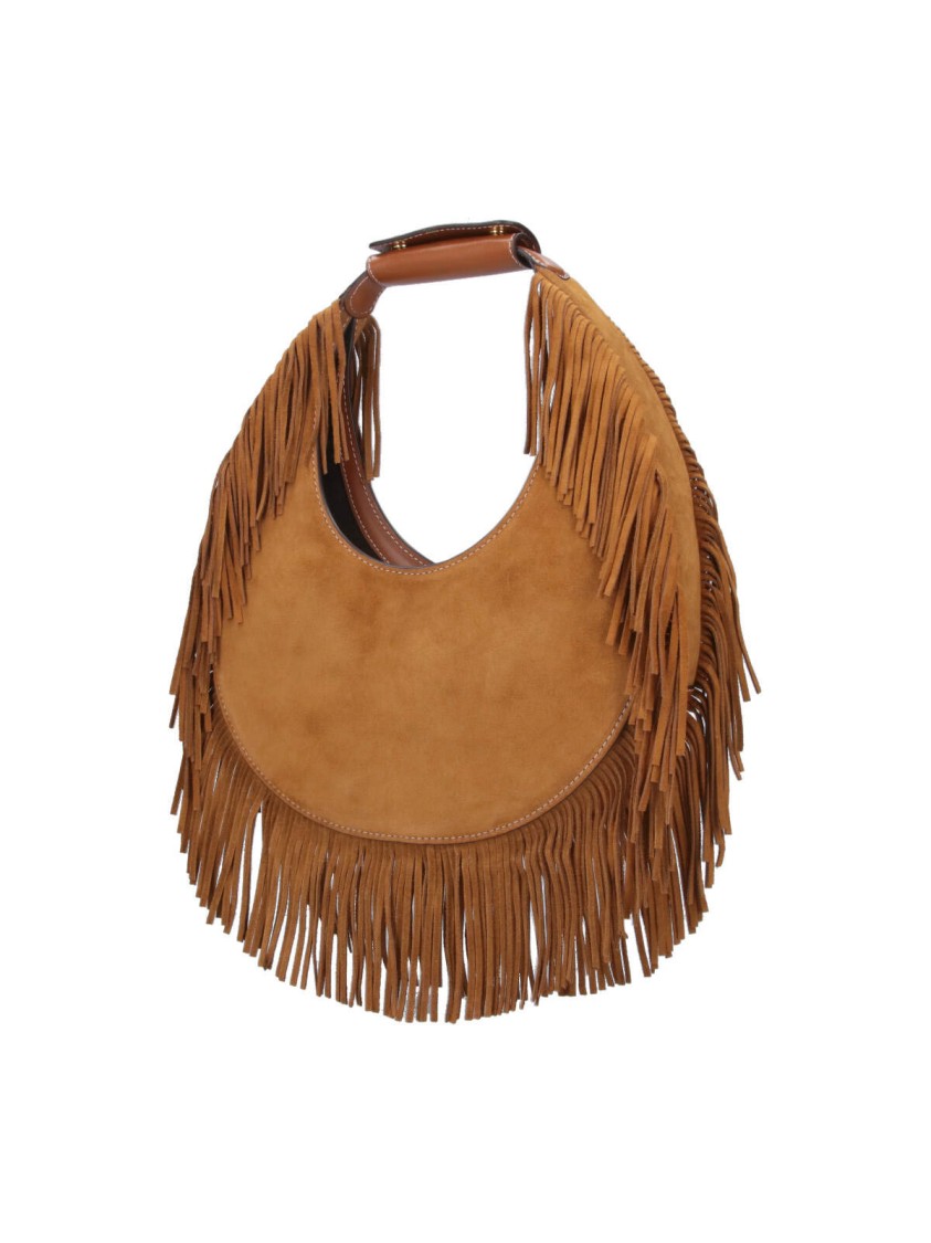 STAUD STAUD CRESCENT-SHAPED BROWN SUEDE BAG