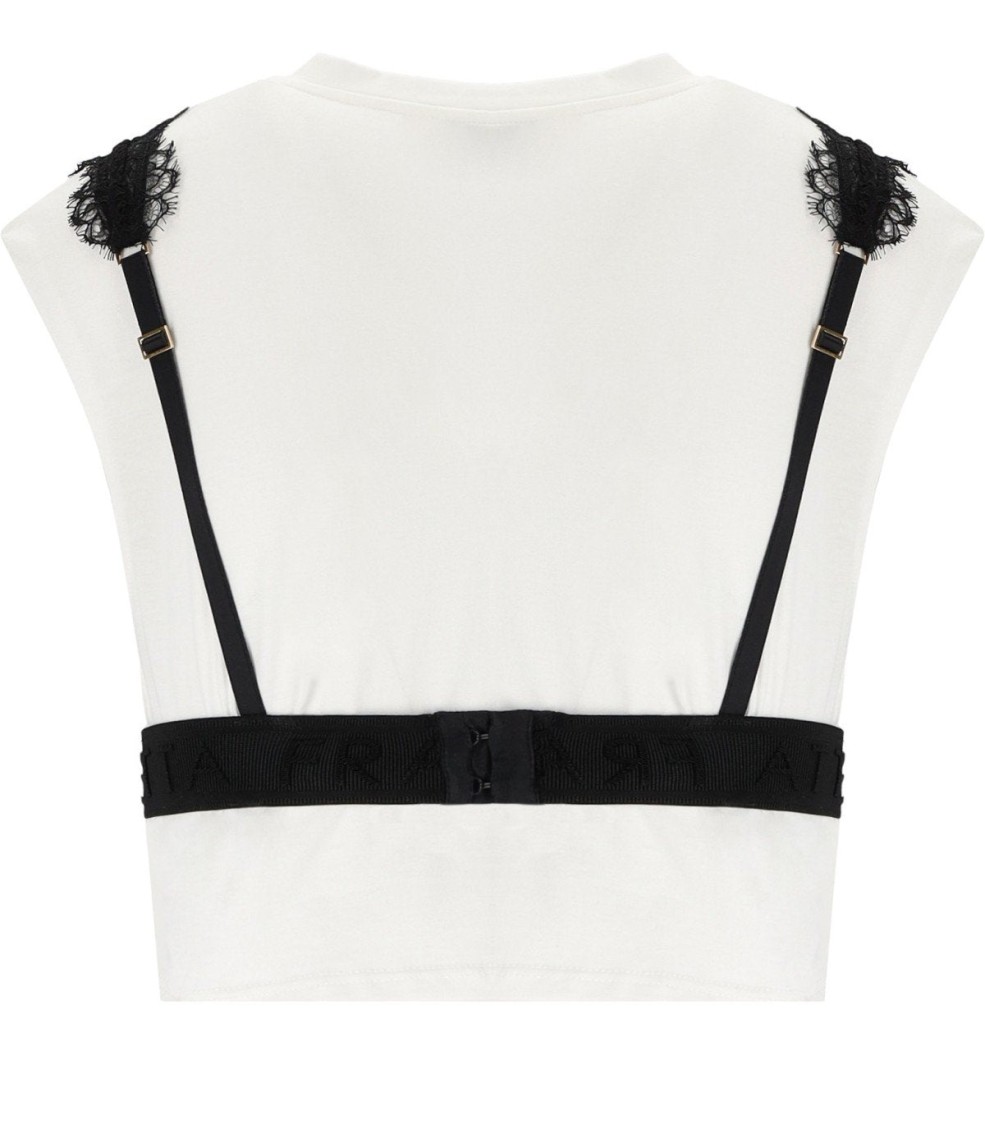 Elisabetta Franchi Blackwhite Bralette T-shirt