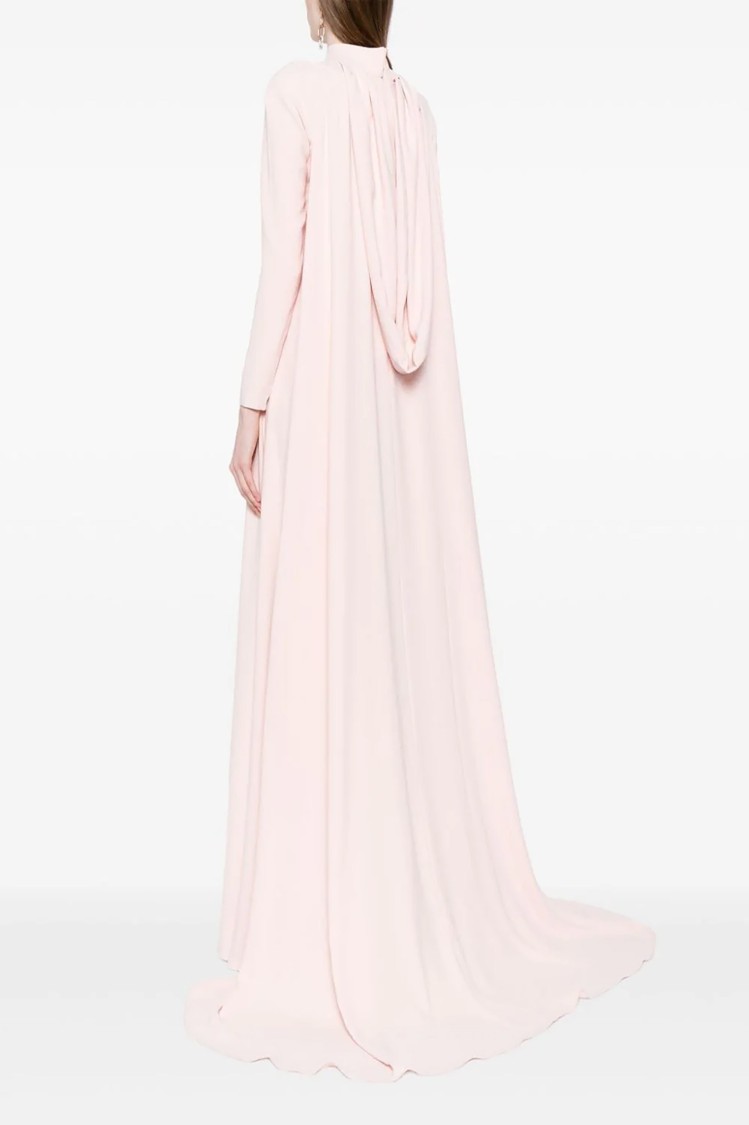 Saiid Kobeisy Crepe Kaftan With Organza Flowers In Pink