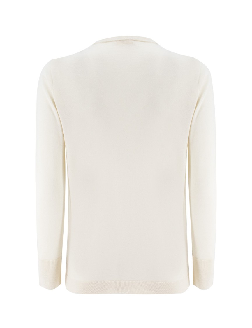 Fedeli Cashmere-silk Blend Crewneck Sweater With Ribbed Edges In Neutral