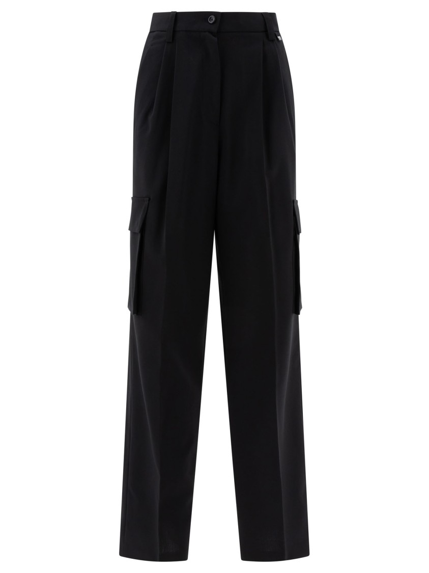 Herno Wool Blend Cargo Trousers In Black