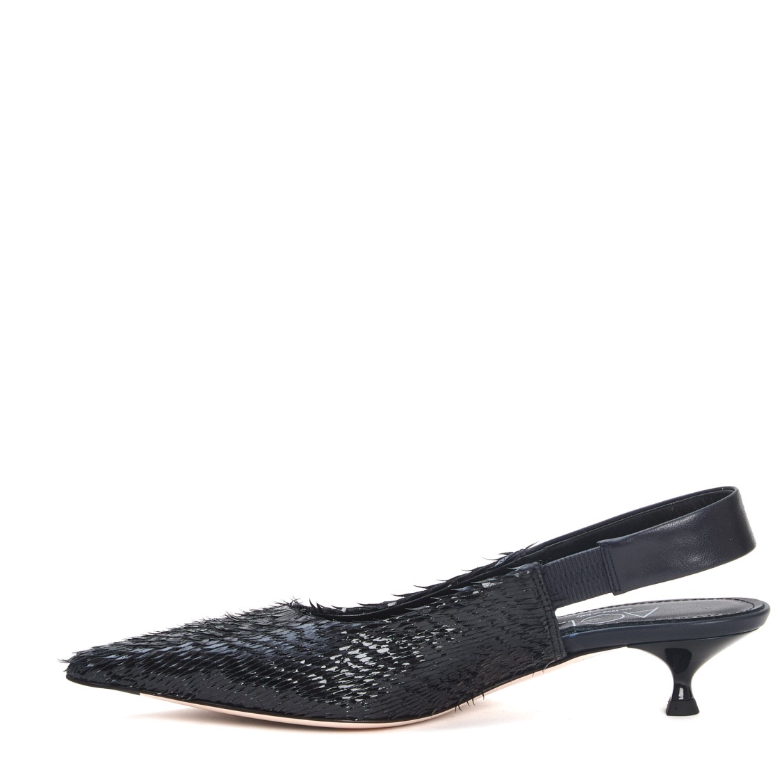 Agl Attilio Giusti Leombruni Agl Laser-cut Navy Leather Slingback Shoes In Black
