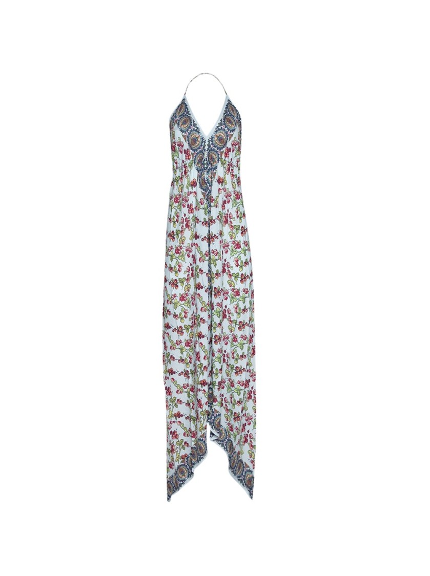 Etro Floral-print Halterneck Maxi Dress With Handkerchief Hem