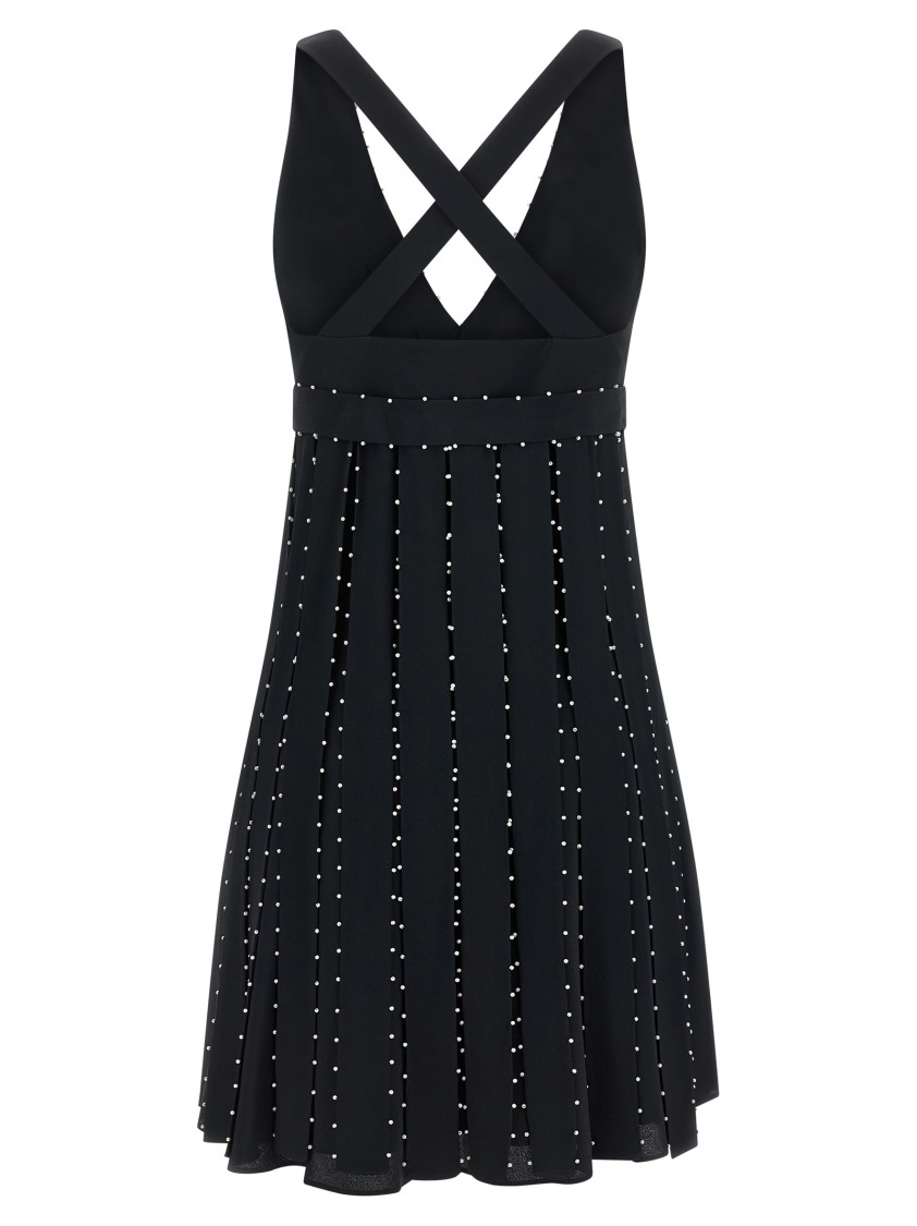 Giovanni Bedin Silk Blend Mini Dress With Pearl In Black