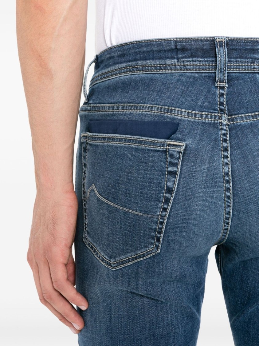 Jacob Cohen Slim Faded Effect Jeans With Belt Loops In Blue