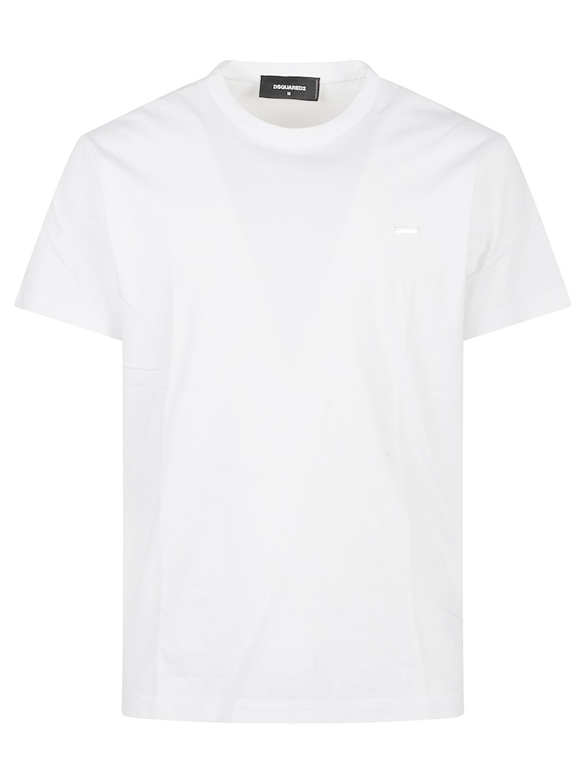 Dsquared2 White Cotton Tee With Subtle Logo Detail In White