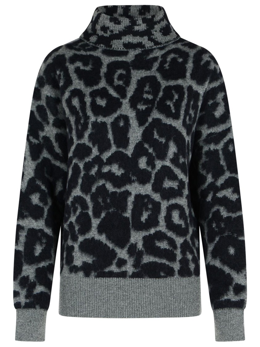 Stella Mccartney Leopard Jacquard Oversized Wool Turtleneck