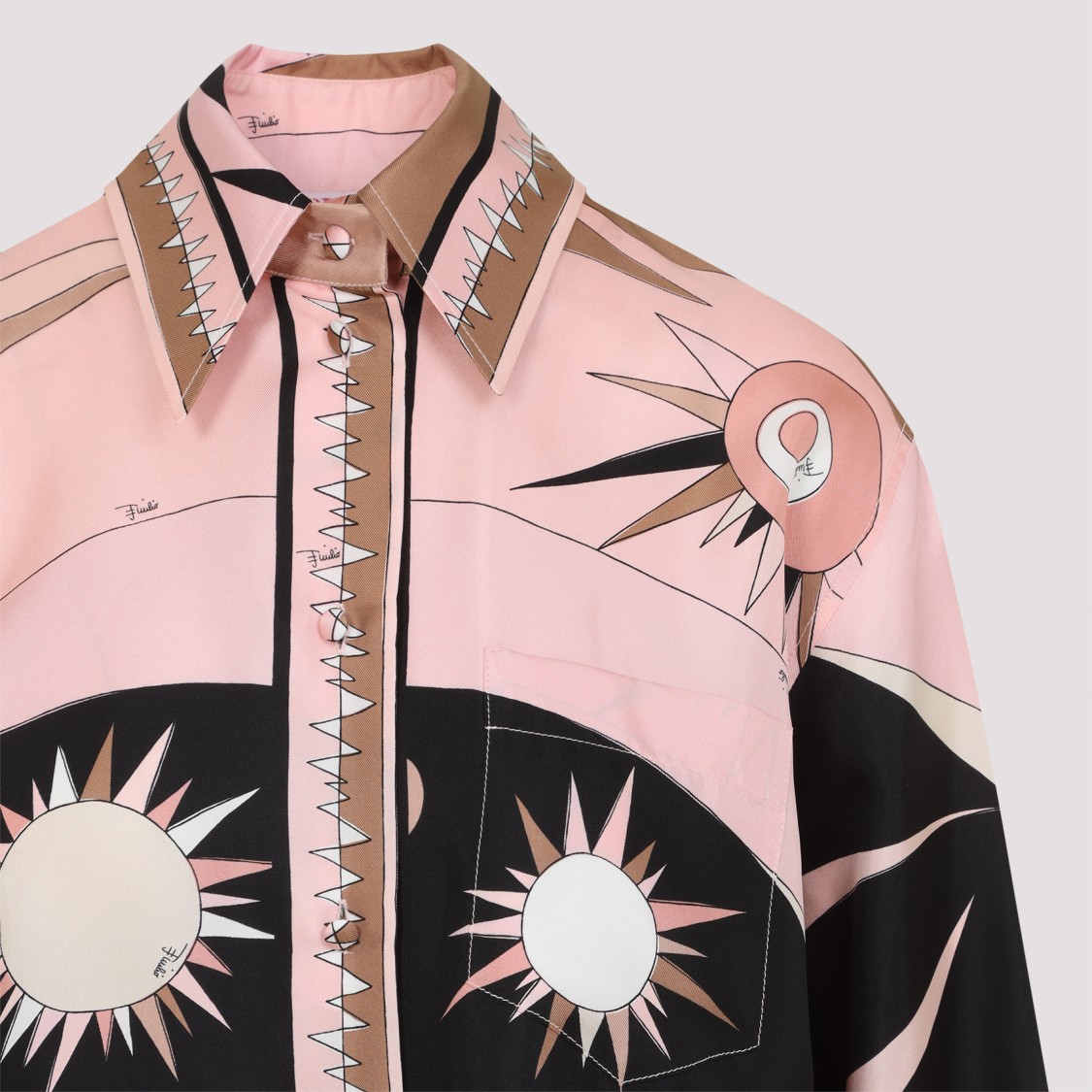 Shop Pucci Nude Beige Silk Stella Shirt