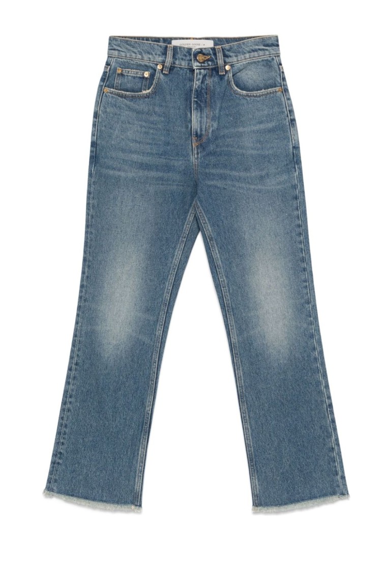 Golden Goose Golden Ws Cropped Flare Medium Wash Jeans In Blue