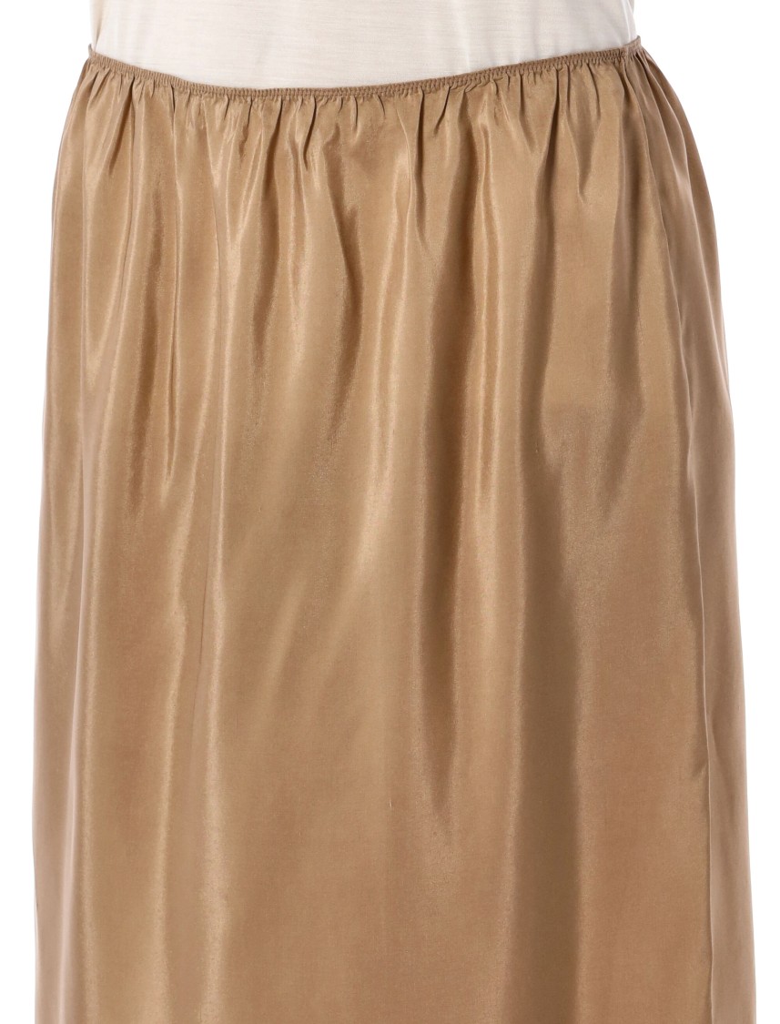 Carven Nude Silk Maxi Skirt With Elastic Waistband In Neutral