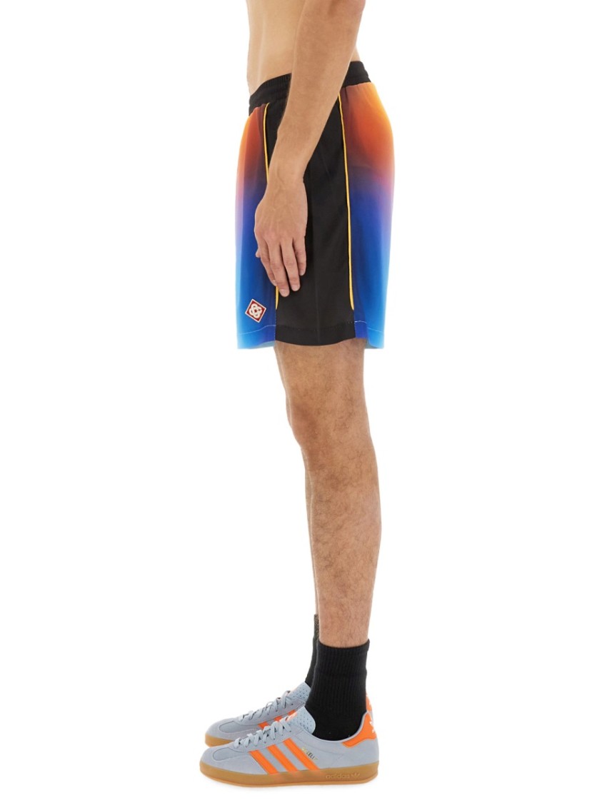 Casablanca Drawstring Elastic Waistband Football Shorts In Brown