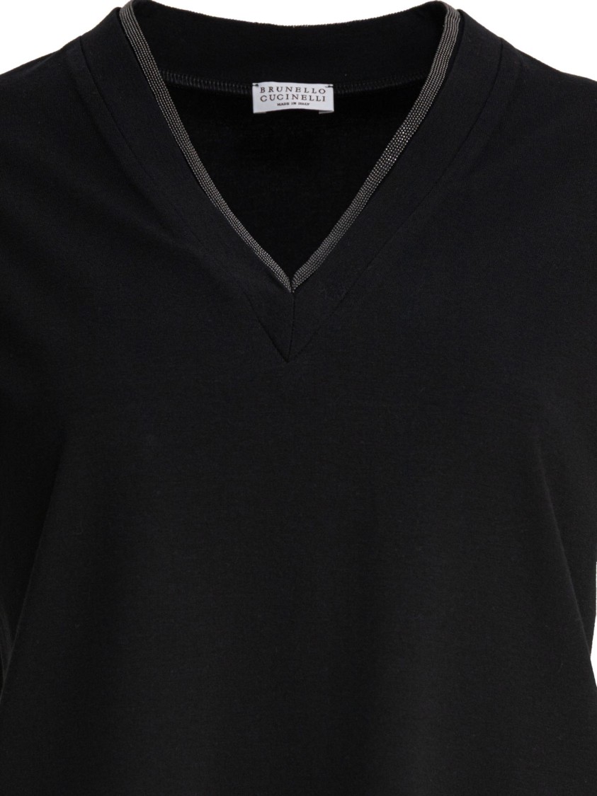 Brunello Cucinelli Short-sleeve T-shirt With V-neckline In Black