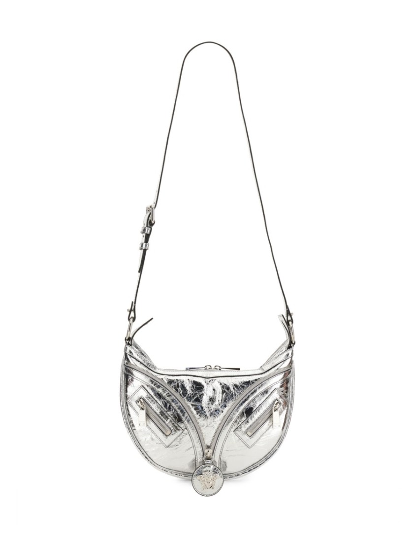 Versace Repeat Small Hobo Bag In Silver