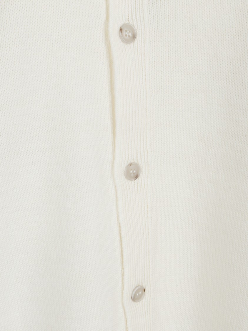 Mm6 Maison Margiela Mm6 By Maison Margiela Button-down Minimalist Wool Cardigan With Textured Knit Finish In White