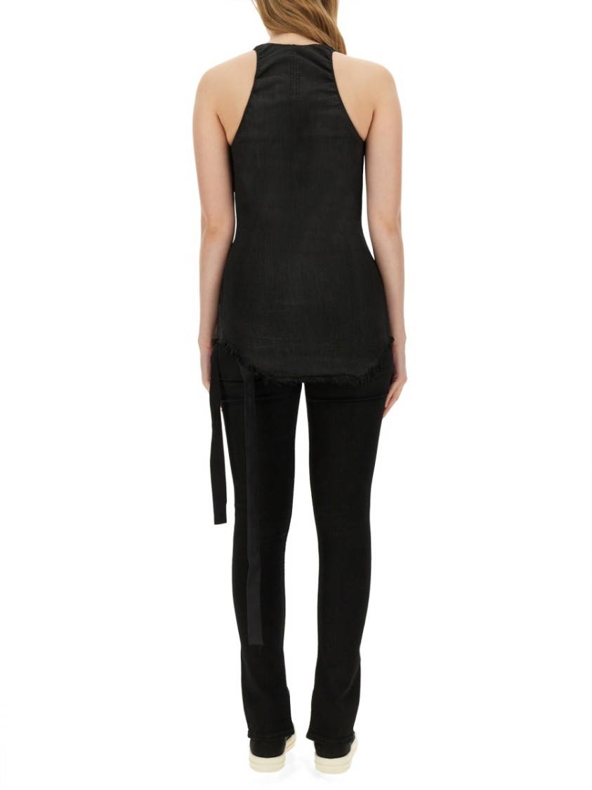 Rick Owens Drkshdw Drkshdw By Rick Owens Slim-fit Denim Top With Halter Neckline In Black