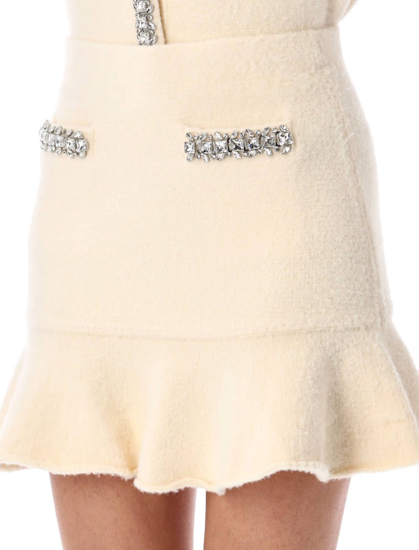 Self-portrait Crystal-embellished Mini Skirt In Neutrals
