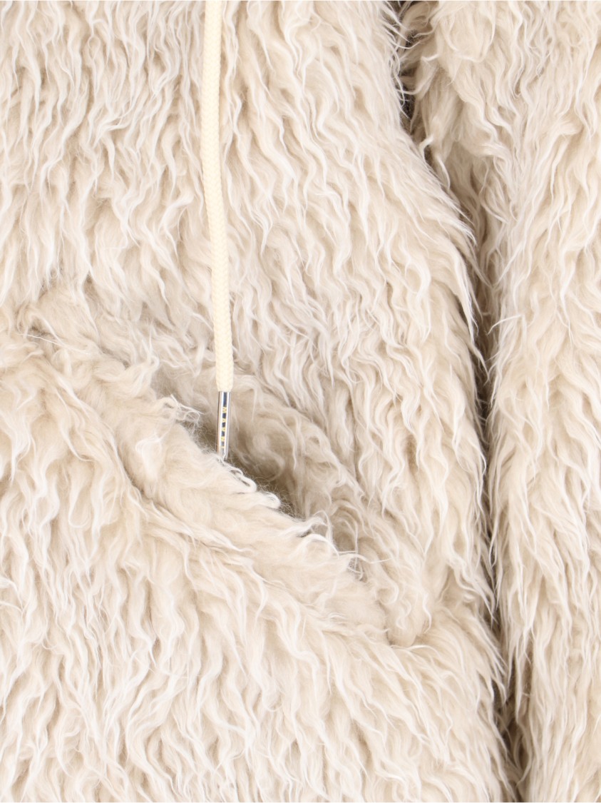 Marni Giacca In Ecopelliccia Con Cappuccio Removibile In Neutrals