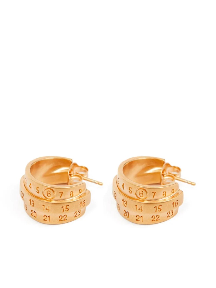 Mm6 Maison Margiela Mm6 By Maison Margiela Triple-logo Earrings In Gold