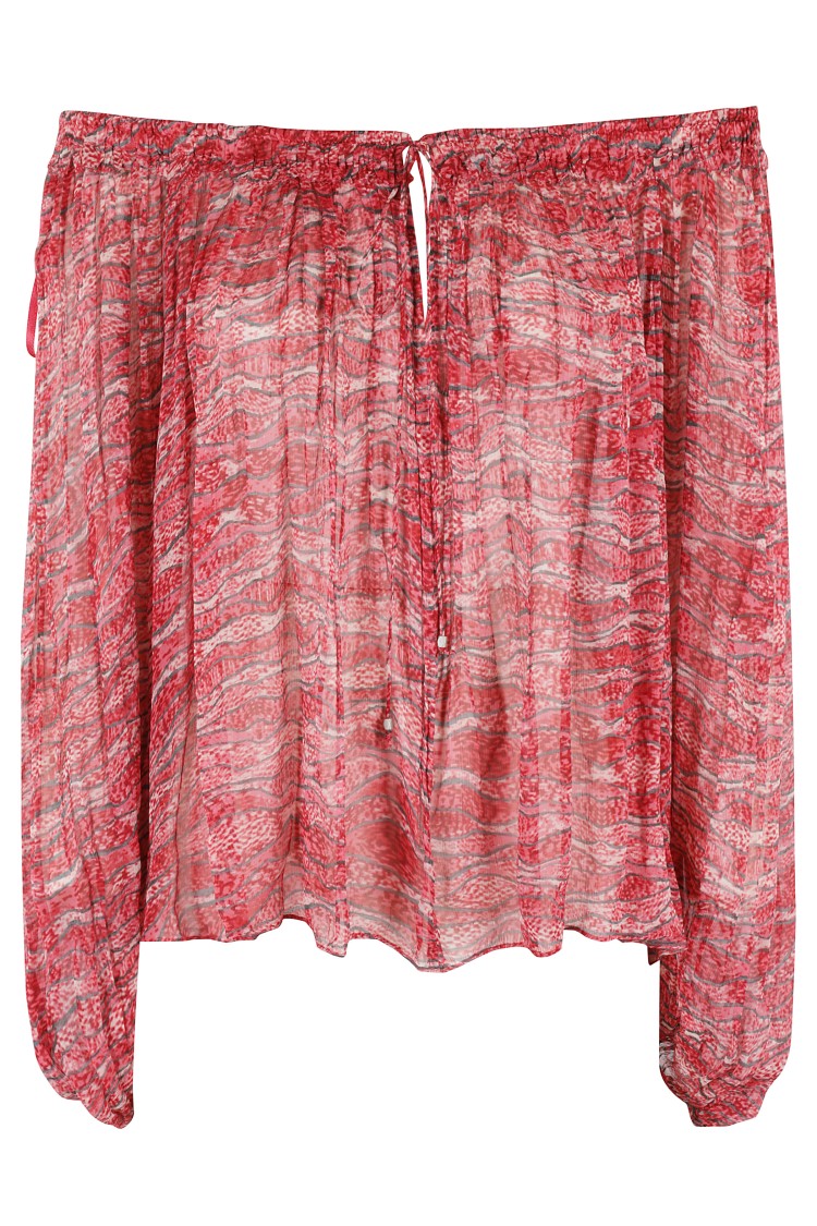 Shop Isabel Marant Étoile Off-shoulder Red Blouse