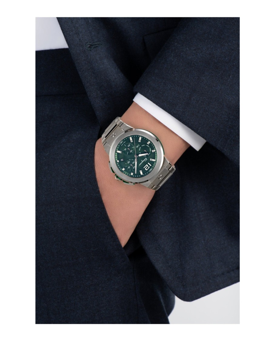 Ferragamo F-80 Titanium Tech Bracelet Watch Man Wrist Watch Grey Size Onesize Stainless Steel In Green
