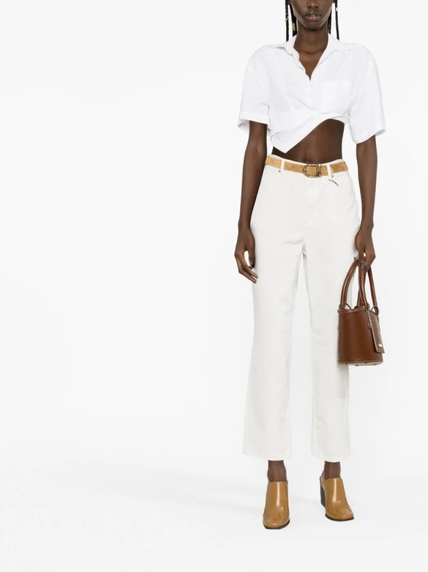 Etro High-waisted Flared Trousers In White