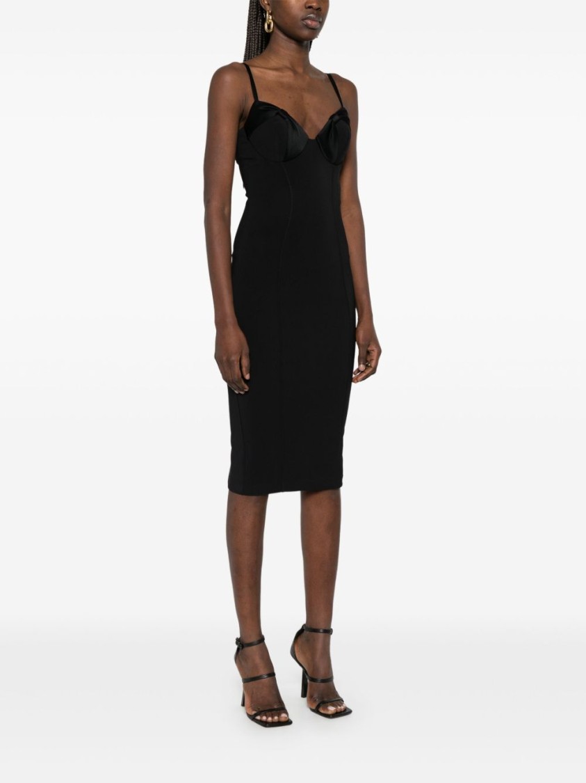 Elisabetta Franchi Black Midi Pencil Dress With A Back Slit In Black