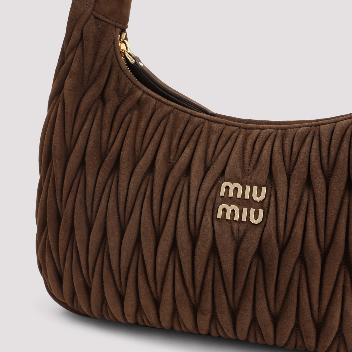 Miu Miu Quilted Suede Handbag With Spacious Interior