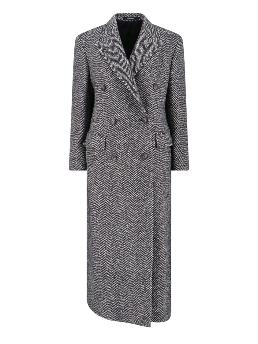 Tagliatore Buttoned Longline Jacket Notched Lapels In Gray