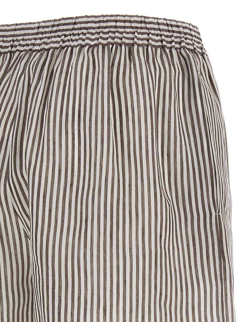 Brunello Cucinelli Striped Linen Bermuda Shorts Bermuda And Short In Multi