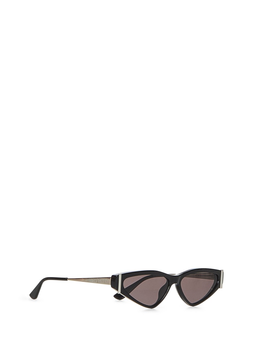 Alexander Mcqueen Cat-eye Black Acetate Sunglasses With Metal Temples In Black