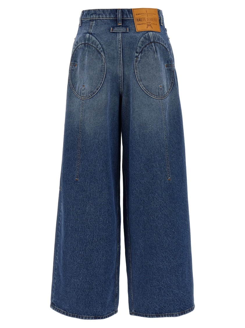 Jean Paul Gaultier Wide Leg Denim Jeans With Pences In Blue