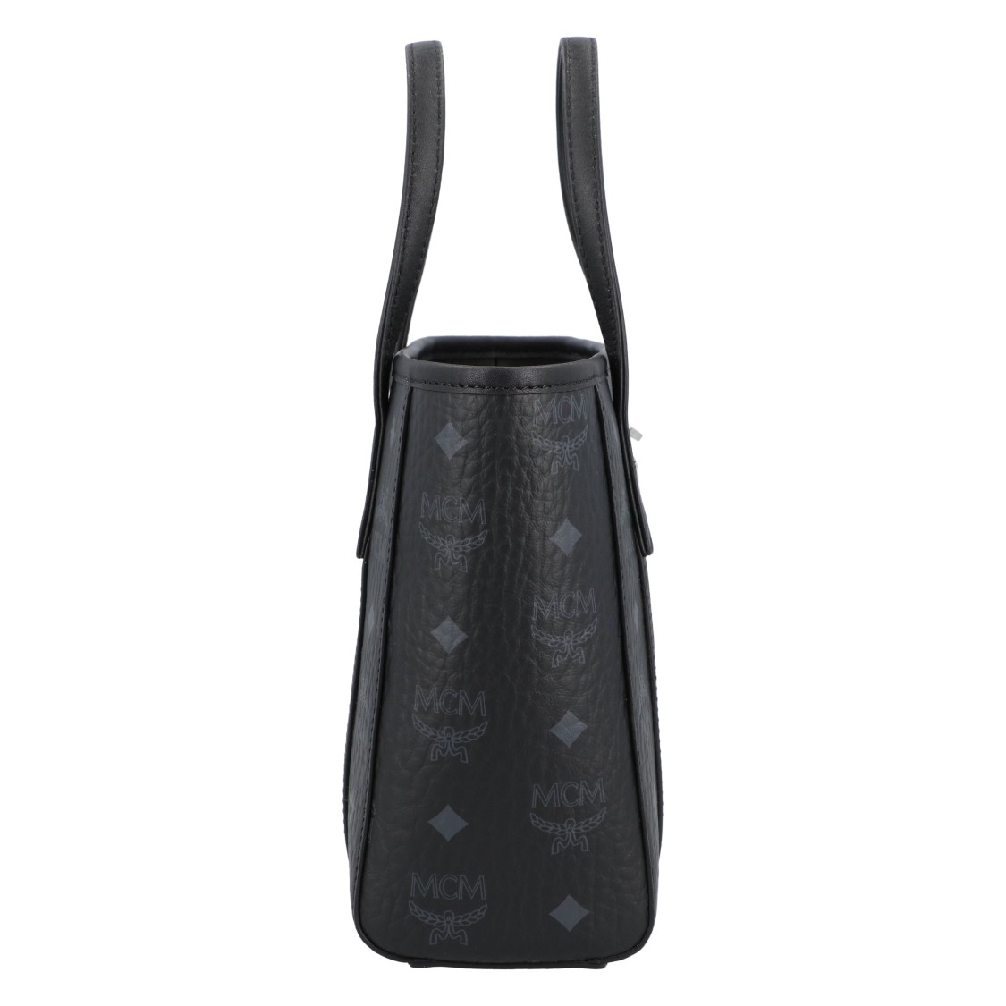 Mcm Structured Shoulder Bag With Textured Finish In Black
