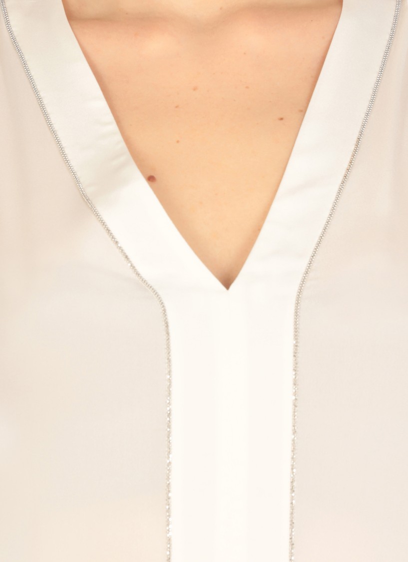 Shop Peserico White Silk Top