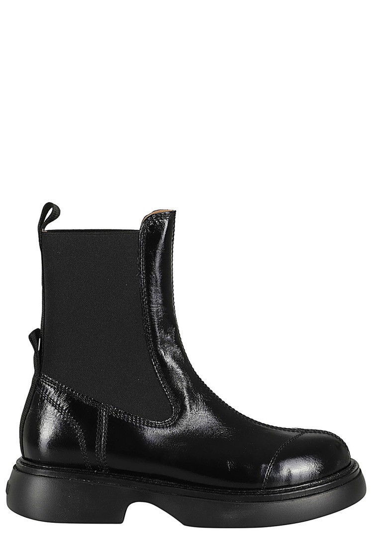 Ganni Womens Patent Faux Leather Black Pull On Chelsea Boots Uk7 In Black