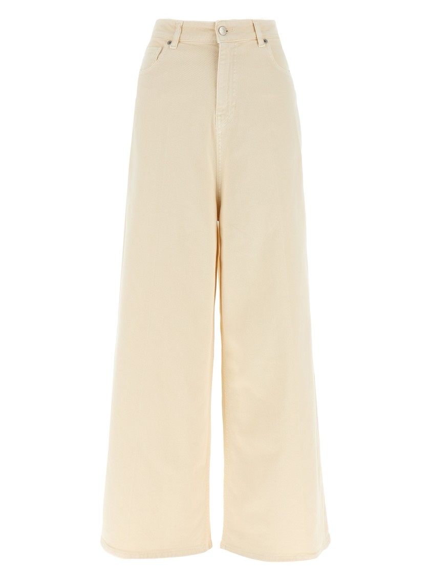Nude High-waisted Wide Leg Jeans In Neutral