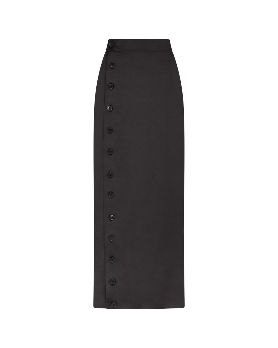 Serena Bute Button Through Skirt - Black In Black