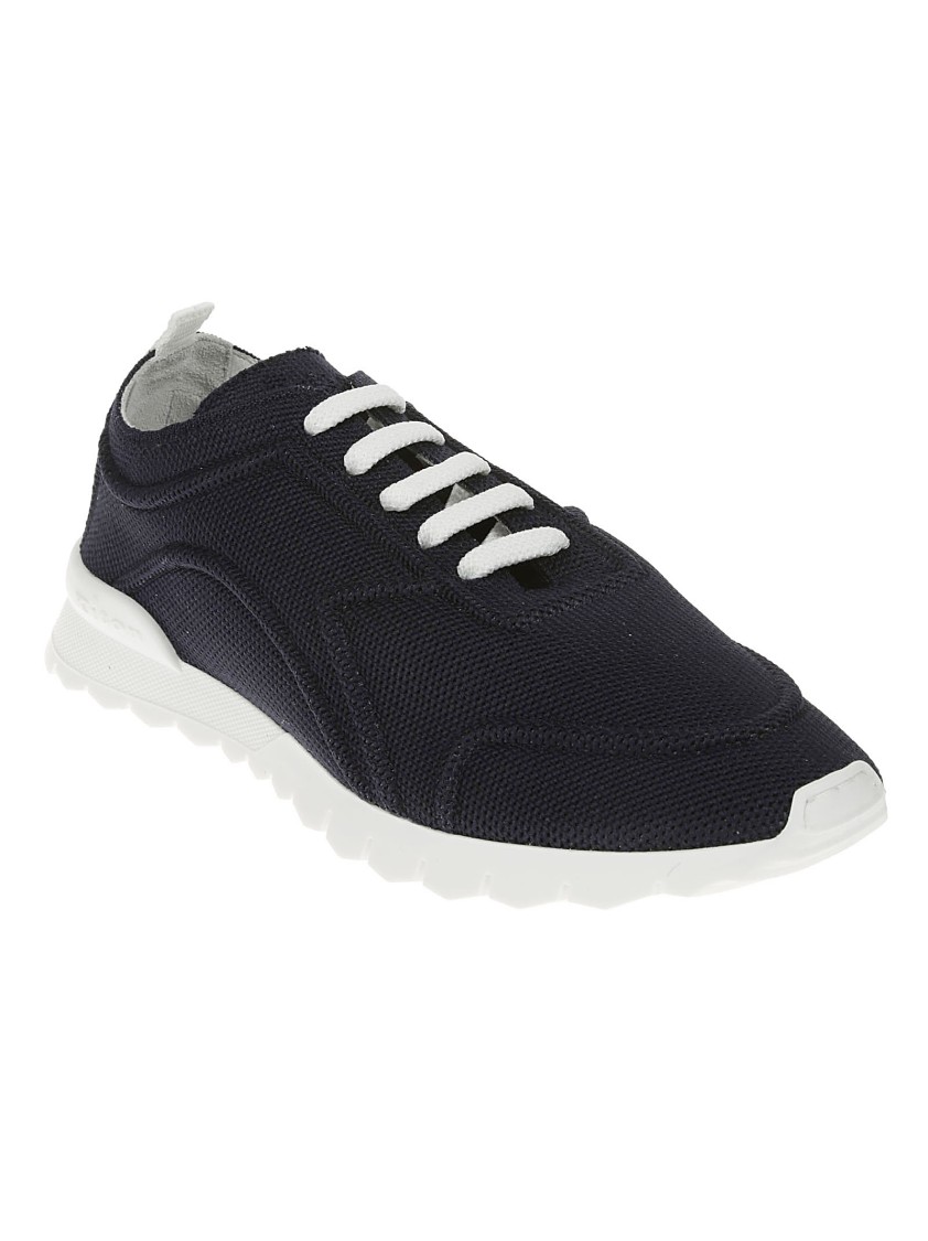 Kiton Blue Sneakers With White Accents In Black