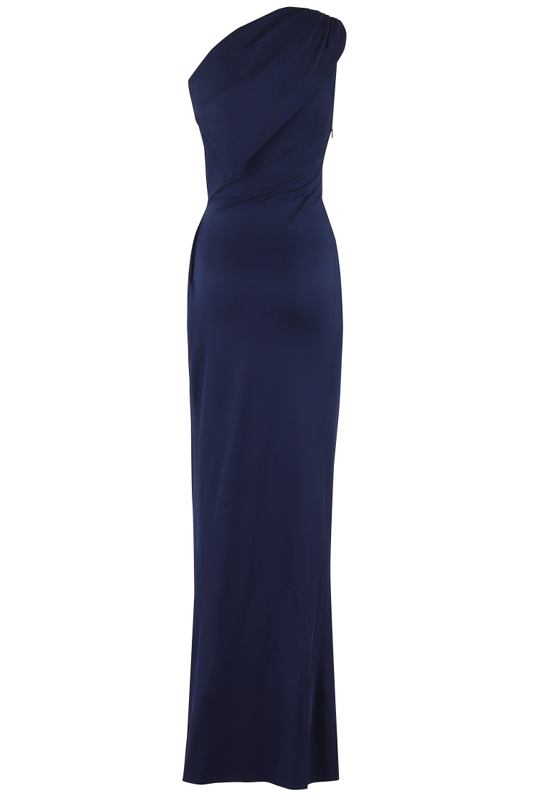 Elisabetta Franchi Asymmetric Red Carpet Dress In Black